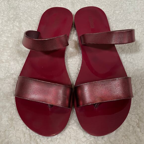 Melissa Love Lip Sandals Red Metallic Slide Thongs Plastic 8 - Picture 3 of 9